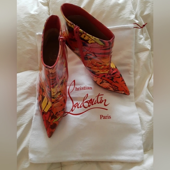 Nwt. Christian Louboutin stiletto graffiti multicolor,side zipper leather boot - Picture 8 of 8